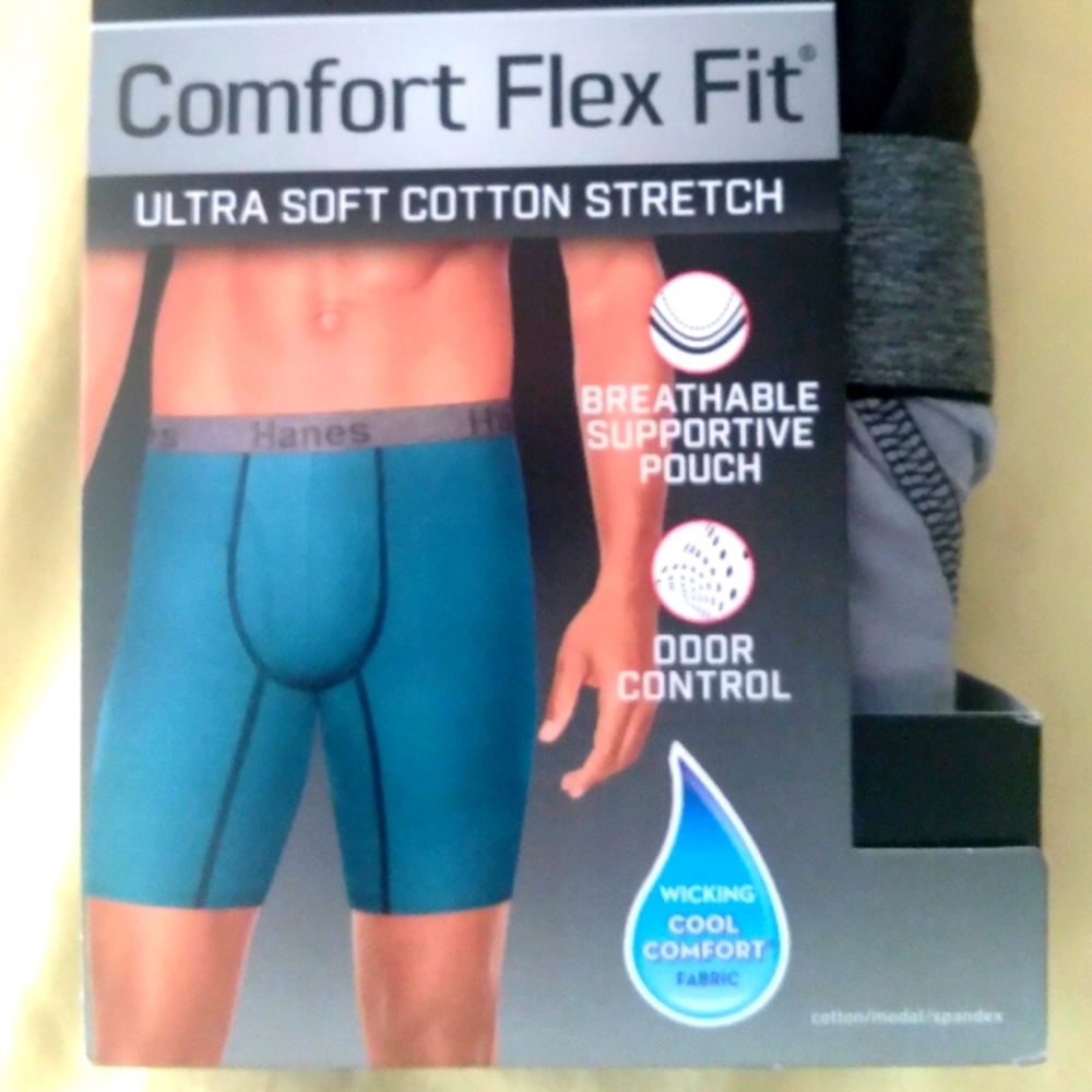 Hanes Comfort Flex Fit Long Leg Boxer Briefs Moisture-Wicking 3-Pack - Picture 2 of 6